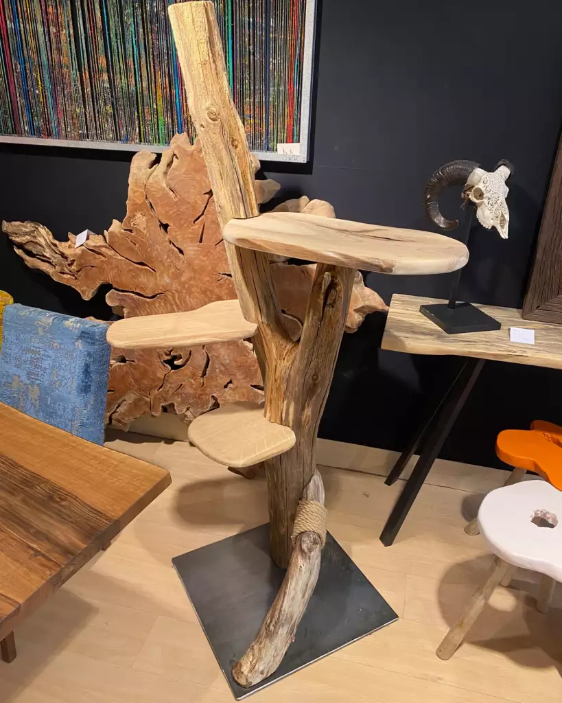 arbre à chat en bois massif chêne et noyer – Mazawood
