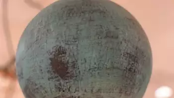 Lampe turquoise en cuivre diamètre 25 cm