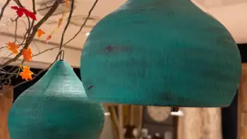 lampe en cuivre suspendue finition turquoise – Mazawood