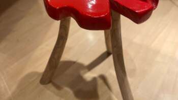 Tabouret en teck massif, diamètre 42 cm, hauteur 50 cm