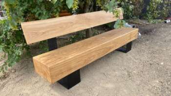 Banc en chêne massif 250 cm avec piétement acier design U