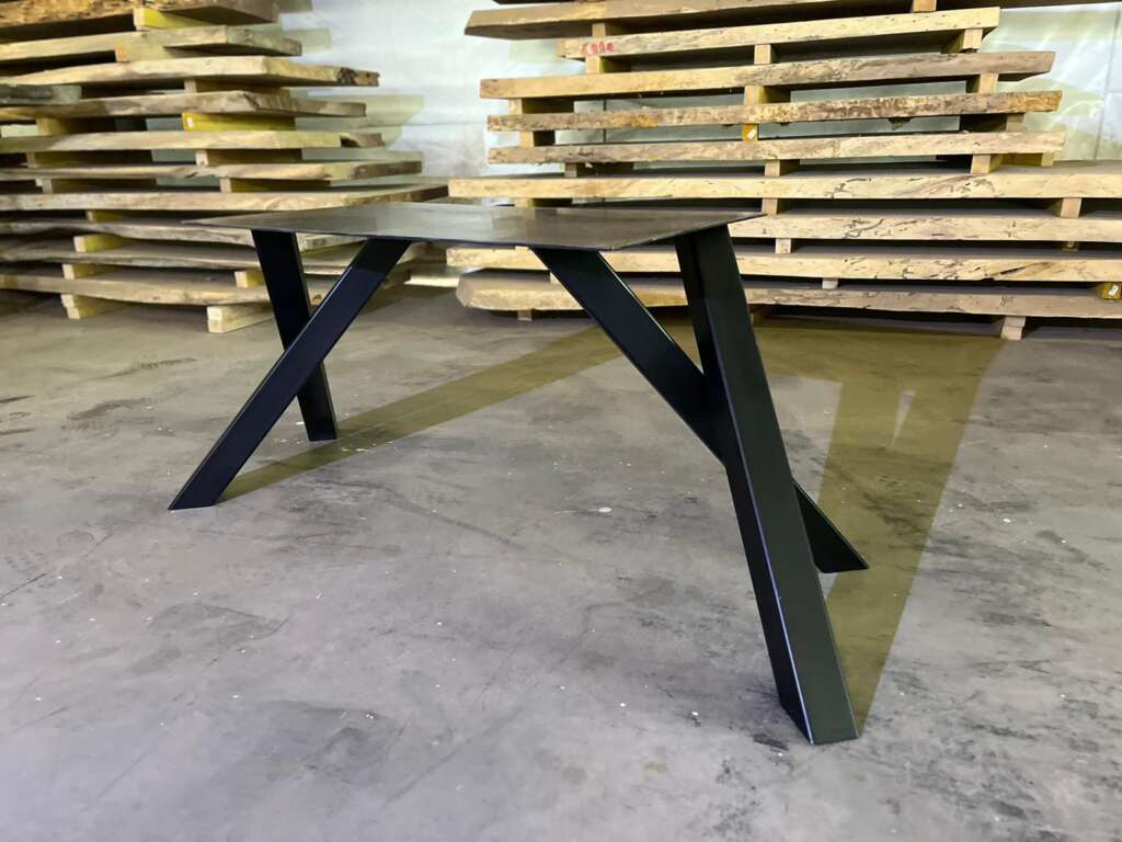 Piétement de table design Jerom en acier noir – Mazawood - Menuiserie