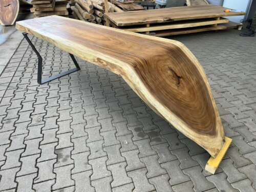 Bureau organique en bois suar naturel et métal