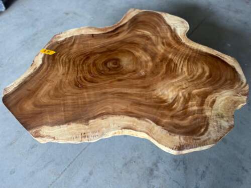 Vue d’ensemble de la table basse A5 en suar, cernes spectaculaires — Mazawood
