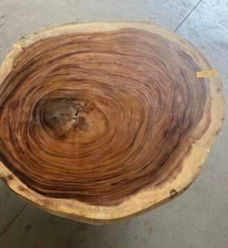 Table basse suar A20 plateau rond veinage naturel Mazawood