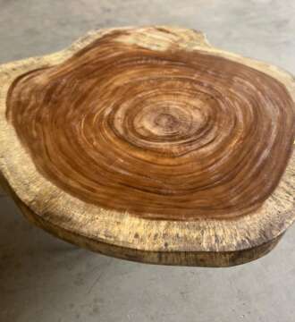 Table basse suar A15 plateau rond veinage marqué Mazawood