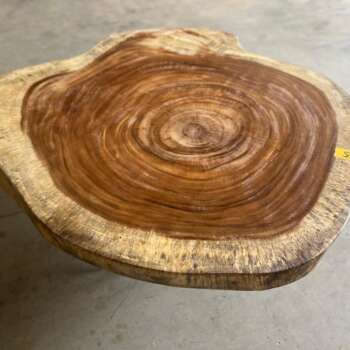 Table basse suar A15 plateau rond veinage marqué Mazawood