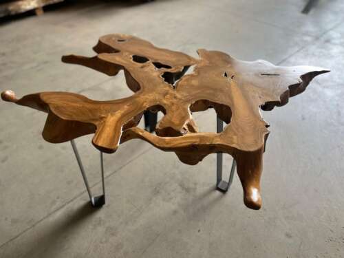 Table basse sculpturale teck design naturel Mazawood