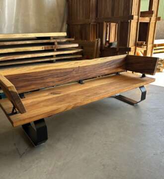 Banc en bois extérieur sur mesure – fabrication artisanale