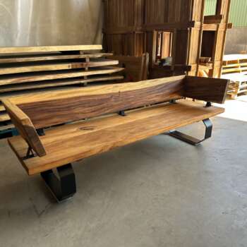Banc en bois extérieur sur mesure – fabrication artisanale