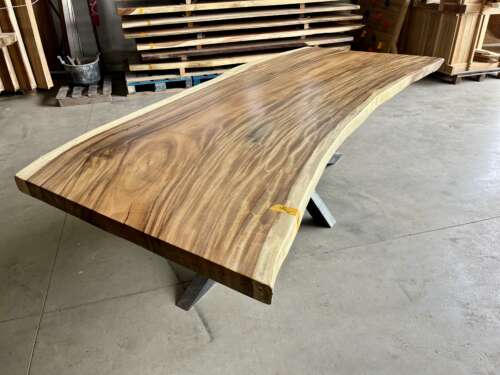 Plateau en suar massif T15 – table design sur mesure 250 cm