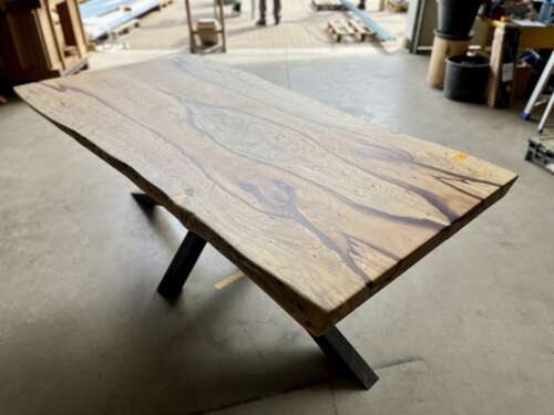 Table en palissandre des Indes 220 cm avec piétement design Pall