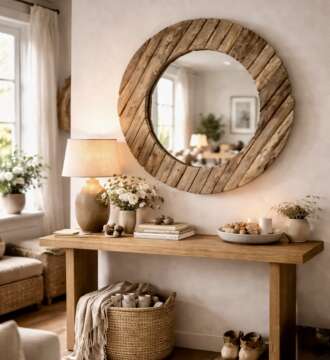 Miroir en teck massif