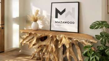 console b3 en teck massif — racine de teck naturelle