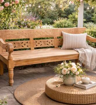 canapé de jardin en teck massif