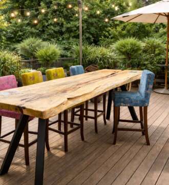 table mange debout en palissandre des indes