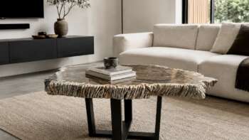 table basse en bois fossilisé
